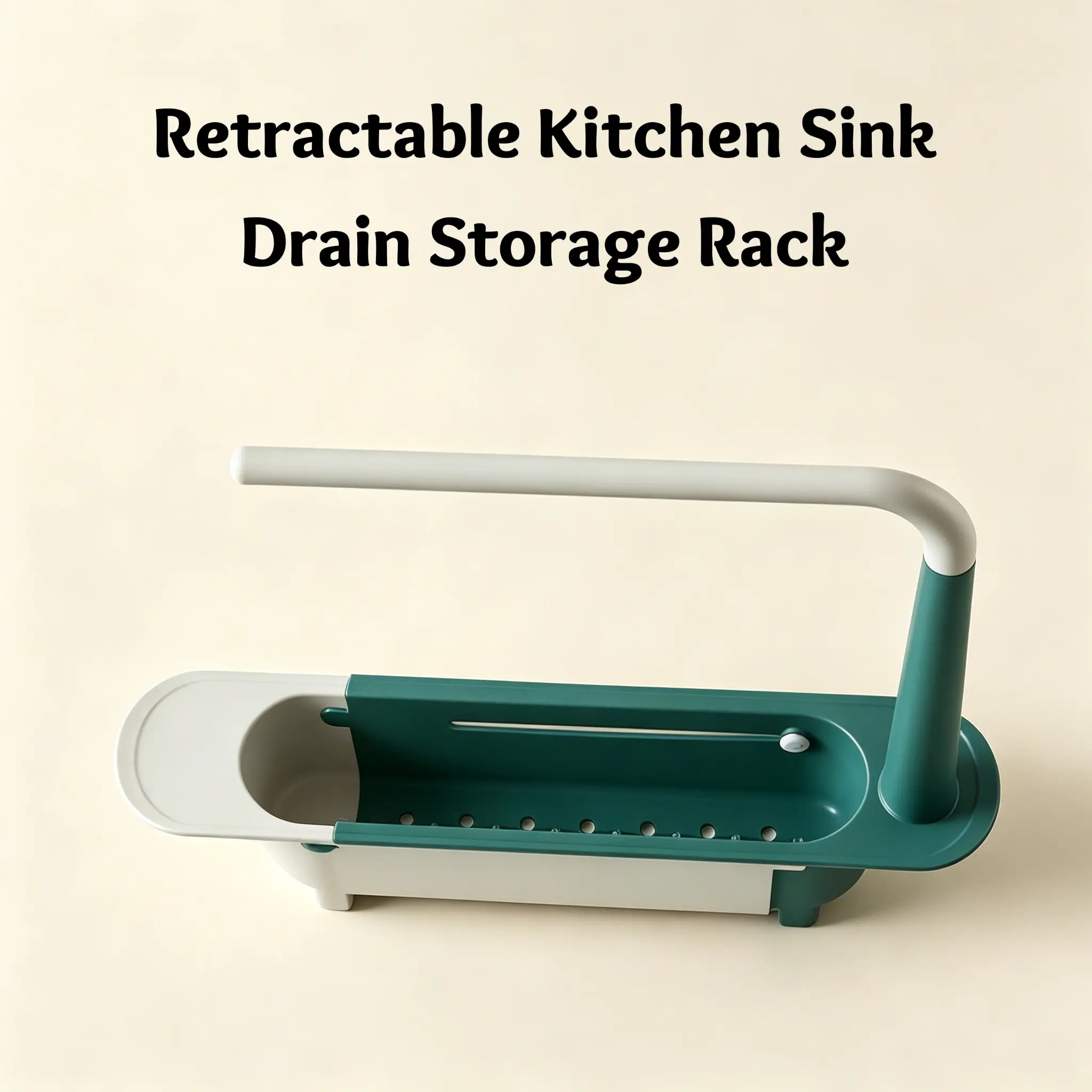 Adjustable-Length Sink Organizer 1PCS, Expandable Sink Caddy,Retractable Sink Shelf Expandable Kitchen Towel Rack, Easy-install Multifunctional Integrated Shelf for Deep Single-bowl Kitchen Sink, foldable, dish