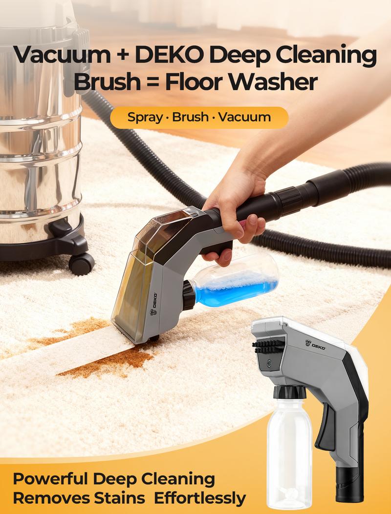 DEKO Upholstery Cleaning Brush Head — Fits 32mm And 35mm Wet/Dry Vacuums. Easily Spray, Scrub, And Vacuum To Remove Stains. Suitable For Sofas, Rugs, Car Seats, And More. Brush Only — Vacuum Sold Separately.