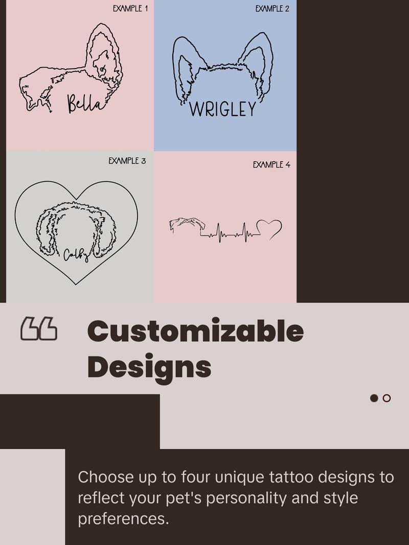 Temporary Tattoo Sheet Pick a Design 8.5" x 11" | Dog or Cat Outline Temporary Tattoos