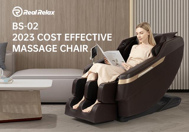Real Relax 2024 massage chair full body zero gravity mode comfort relaxation foot massage Bluetooth LCD lumbar heater Brown massage recliner