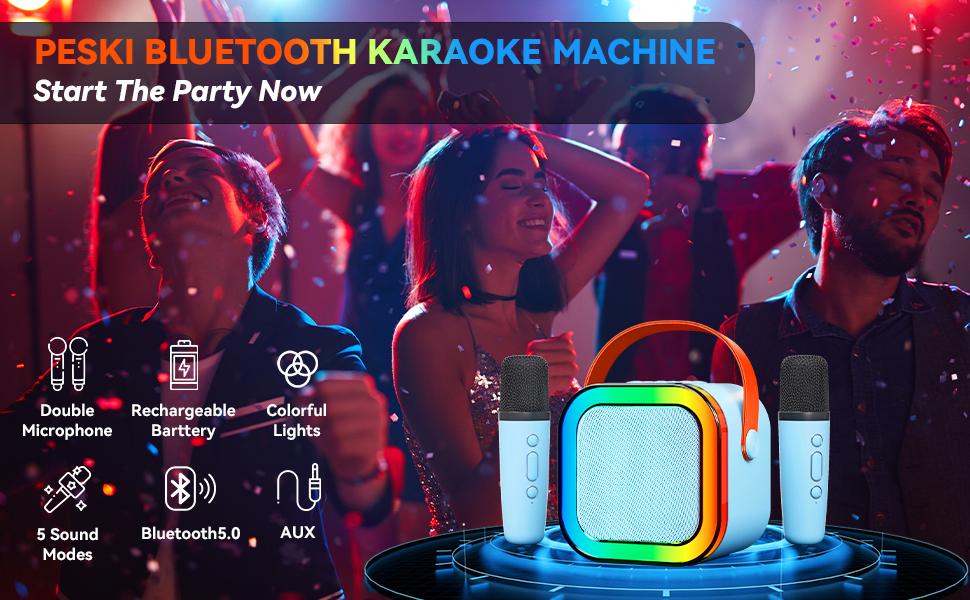 Mini Karaoke Machine for Kids Adults: Portable Bluetooth Speaker with 2 Wireless Microphone - Singing Karaoke Toy Gift for Girls Boys Ages 4-12+ Years Old Birthday Gift & Gifts Boyfriend & Funny Gift & Tween Gifts summerwins