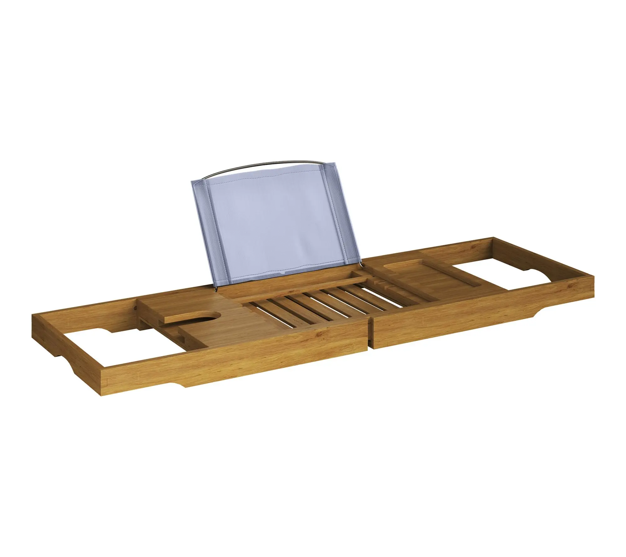 Home-Complete Natural Wood Bath Tray Expandable Accessories
