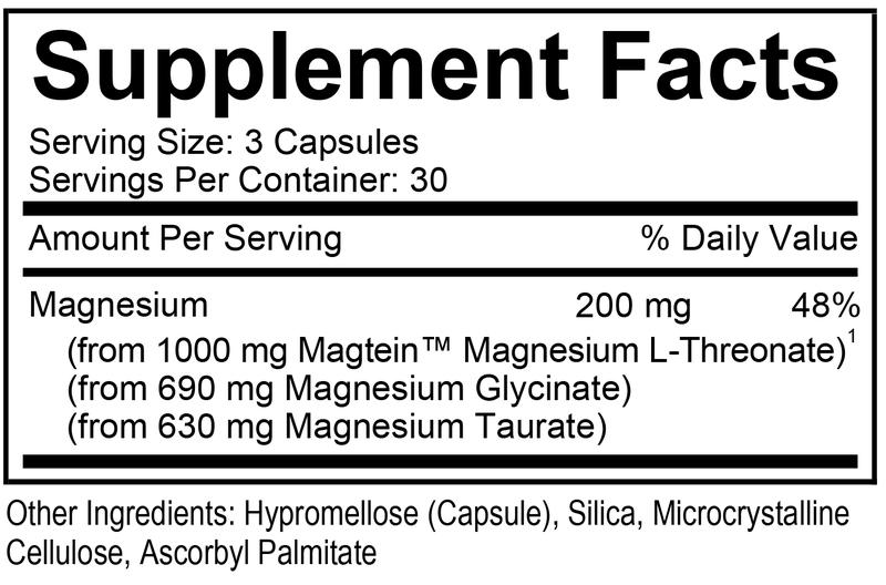 MagTech Magnesium Supplement - 3 forms of Magnesium: Glycinate, L-threonate, Taurate - For Sleep and Brain Supplement