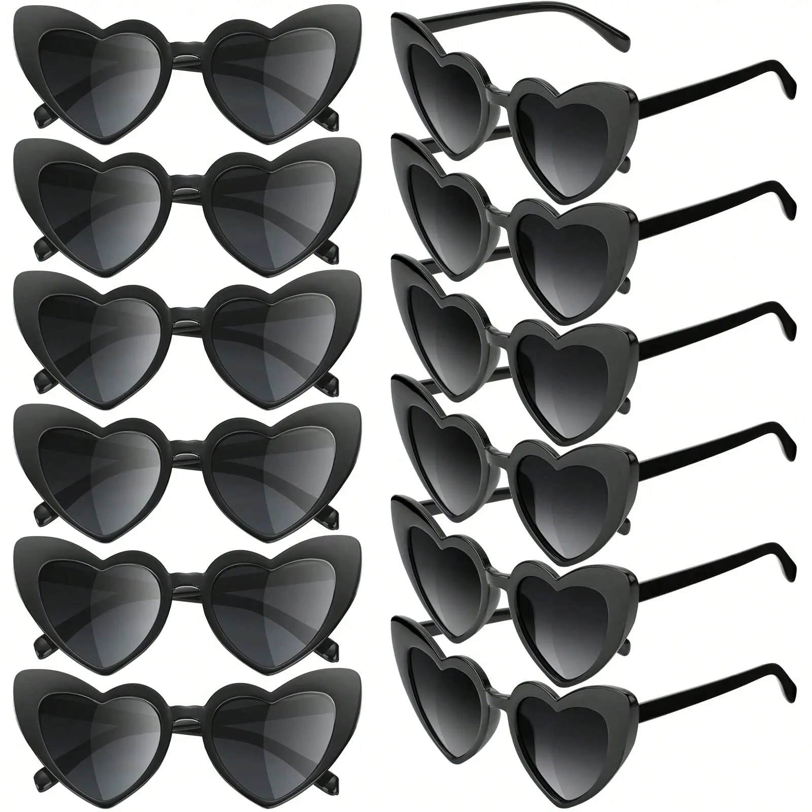 12pcs/40pcs Women's Retro Heart-Shaped Plastic Sunglasses, Perfect for Brides, Valentine's Day, Singles Party, Wedding, Birthday, Fashion Accessories