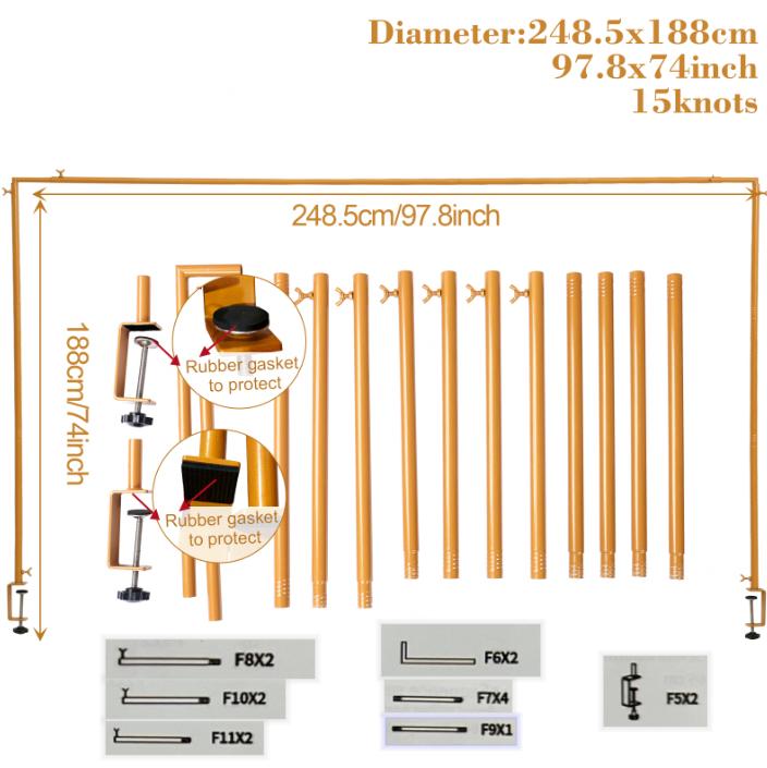 Over the Table Rod Stand with Clamps Adjustable 13''-42'' Tall 29"-98" Length Gold Table Arch Hanging for Wedding Birthday Party Halloween Christmas Decoration