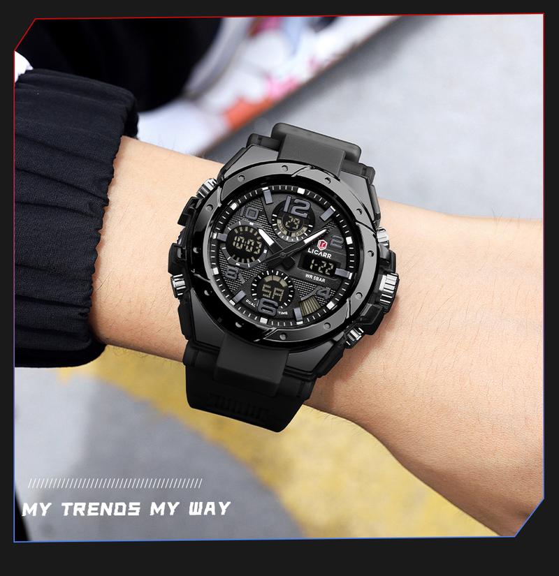 LICARR Men's Quartz Digital Watches Waterproof Alarm Luminous LICARR Men's Quartz Digital Watches Waterproof Alarm Luminous