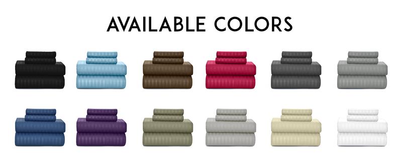Lux Decor 4 Pc Striped Bed Sheets Set - Upto 16" Deep Pocket Soft Brushed Microfiber Bedding Set with Pillowcases - Fade & Stain Resistant Bedding Accessories - Bedding Supplies - Decorative Bedsheet - Bedding Supplies - All Season Bed Sheet Sets