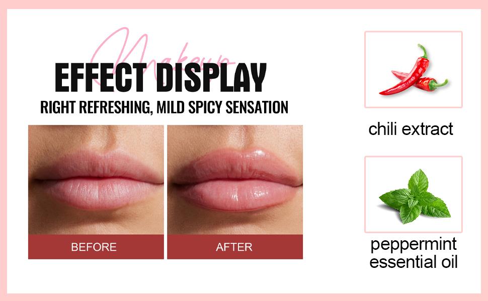 Erinde Lip Plumper Gloss, Natural Spicy Lip Plumping Booster, Ultra-Hydrating & Nourishing Plump Lip Plumper, Glossy Finish Fuller Lip Plumping Oil for Women Girls,  Hydrate Moisturizer Moisturizer