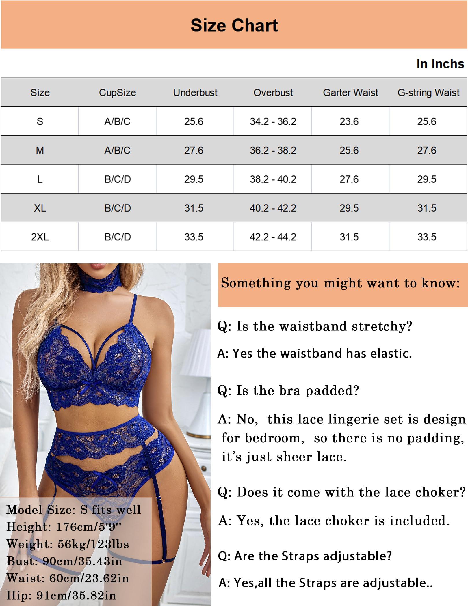 Avidlove Women Lingerie Set with Garter Belts Bra and Panty Set Lace Bodysuit