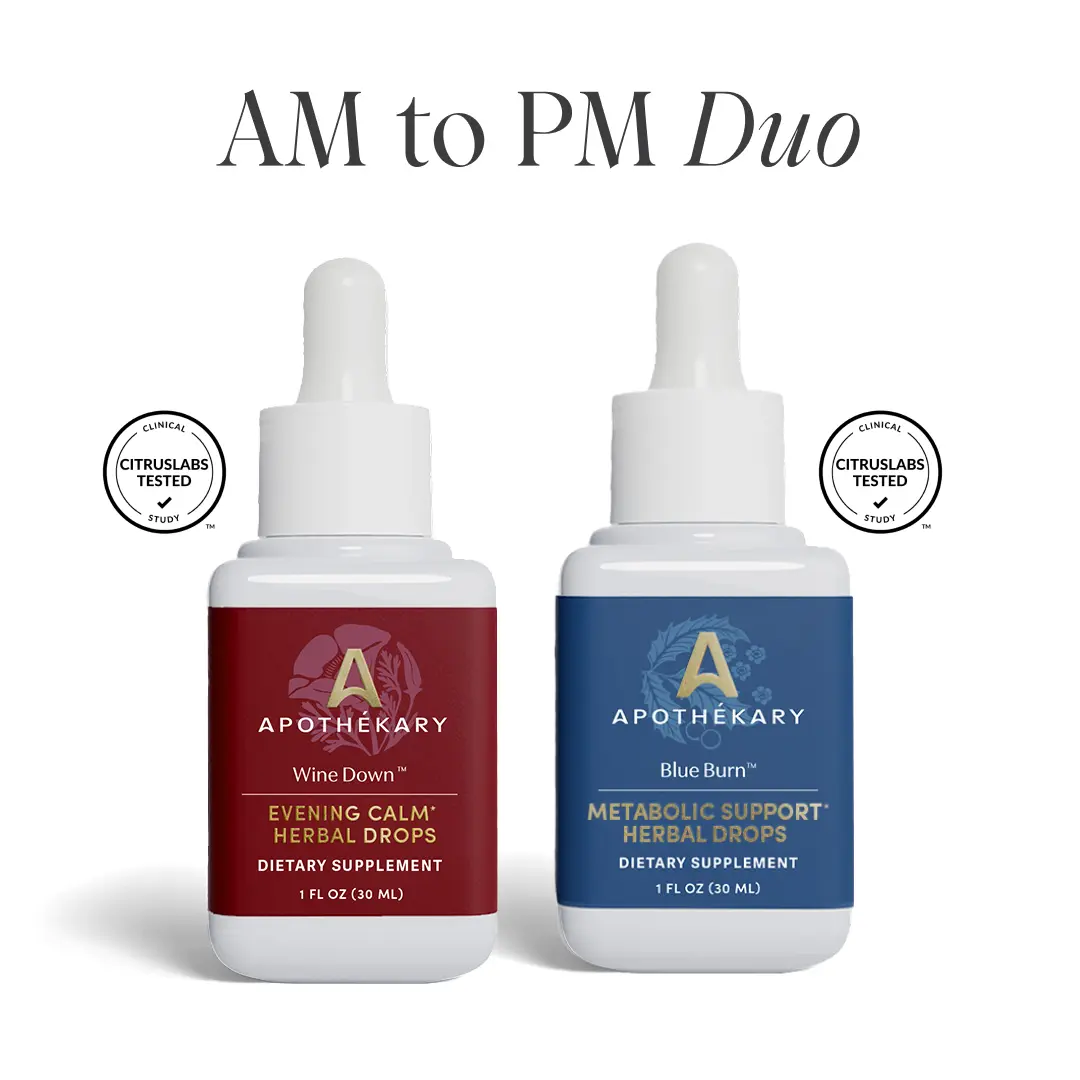 Apothékary AM to PM Duo - Support your full day rhythm - Support Metabolism & Promote Sleep Liquid Herbal Drops* | Made in the USA Stress Resilience Metabolic Maintenance