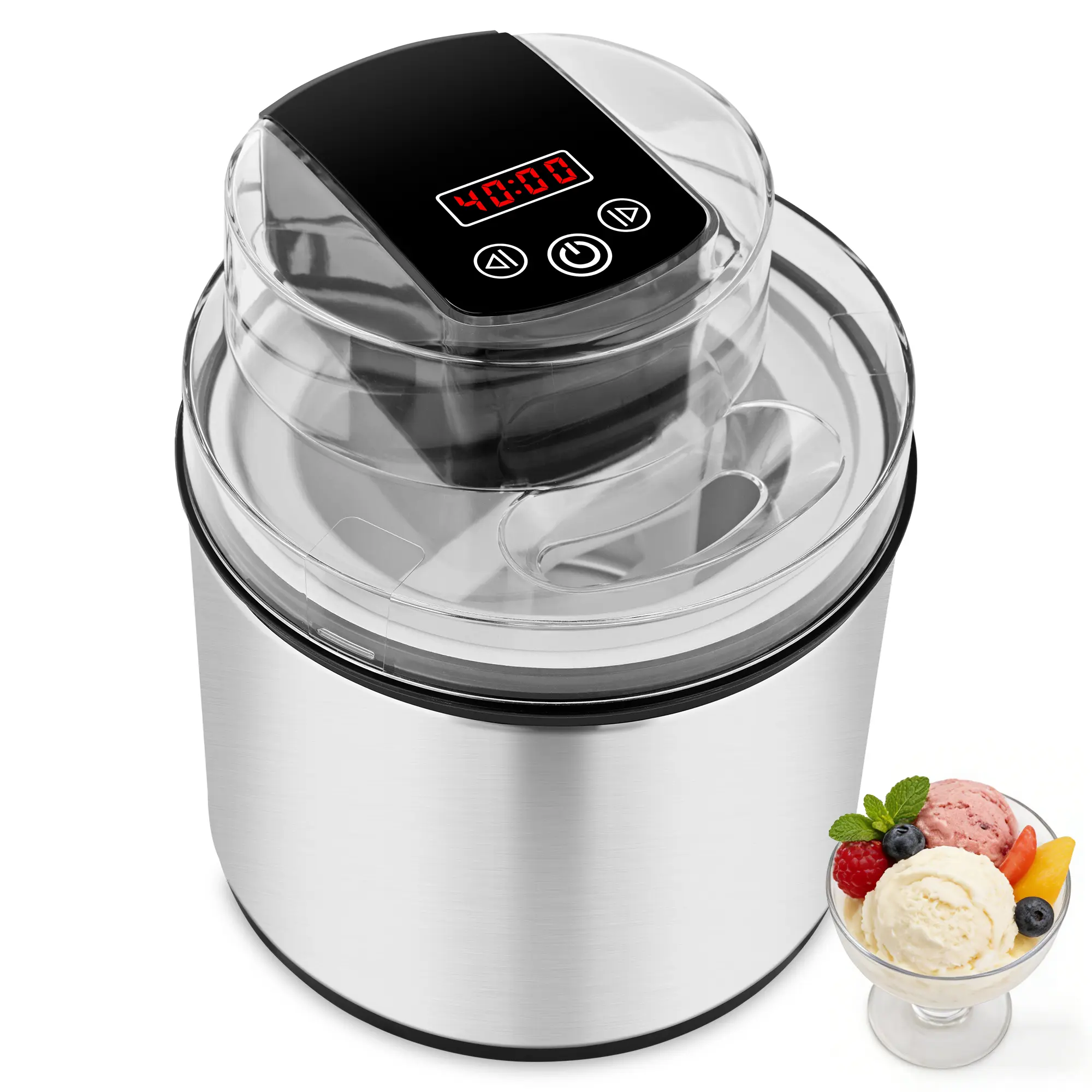 SUSTEAS Family Countertop Ice Cream Maker - 68oz Large Batch Capacity, 20-Min Quick Churning, Precision 5-Min Interval Timer Control, -18°C Pre-Freeze Requirement, for Homemade Desserts with Pre-Chilled Ingredients