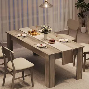 Rustic Gray 63" Dining Table for 4-6, Farmhouse Style, Space-Saving Rectangular Kitchen Table, Durable Wood, Ideal for Small Spaces & Apartments