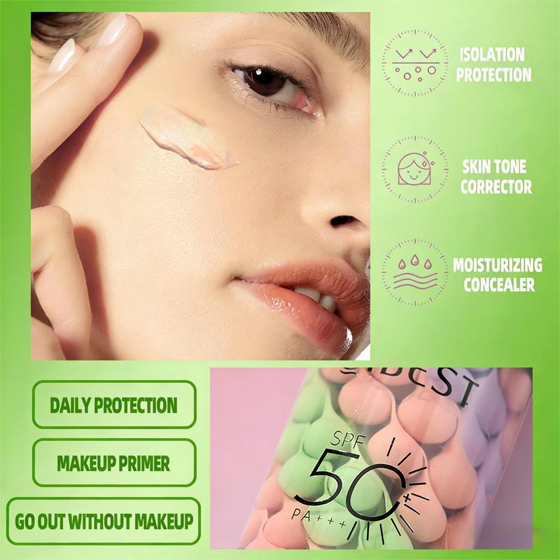 3-in-1 Color Correcting Facial Serum Moisturizing Primer SPF 50 PA++ Brightening Oil Control Refreshing Purple Pink Green Tones Boost Radiance Fast