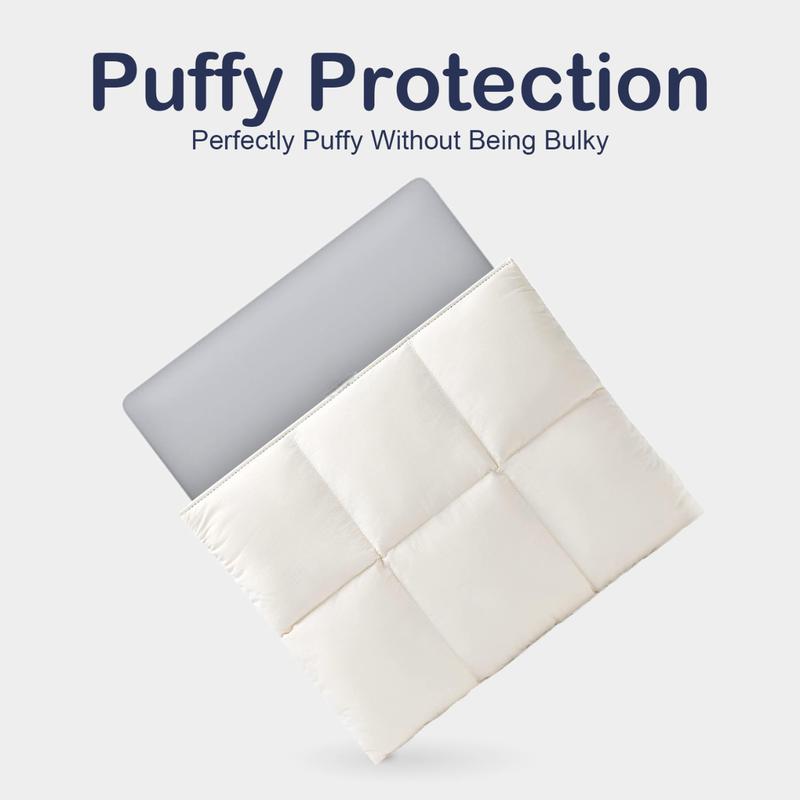 Puffy Laptop Sleeve Case, 13-14 inch Laptop Sleeve Bag, Laptop Case 13.3 Inch, Compatible with MacBook Air/Pro 13 / Pro 14, iPad Pro 12.9, HP Dell ASUS, Computer Bag Cover(Beige)