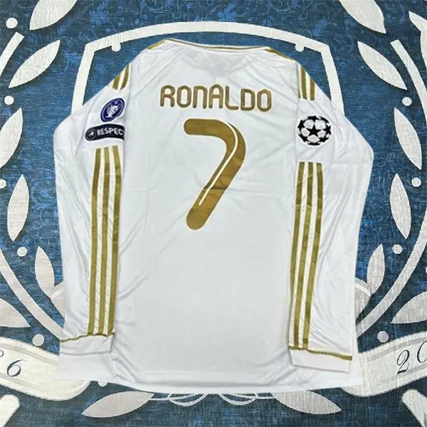 1112 Home Retro No.7 Ronaldo Gold Long Sleeves soccer jersey