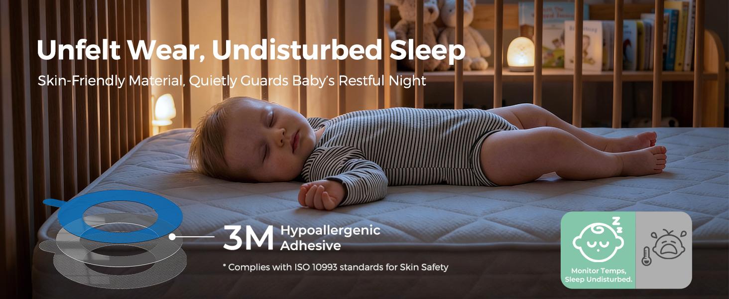 Momcozy Wearable Digital Thermometer for Baby, Medical-Grade Accurate Smart Thermometer, Instant Reads, APP Real-time Monitoring for Infants & Kids, Hypoallergenic 3M Stiker,Bluetooth, 180H Lasting