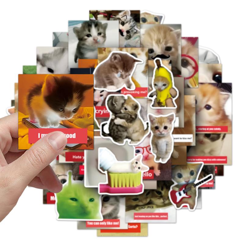 50 PCS Cat Meme Sticker Pack  | Boost Engagement with Funny Reaction Stickers for Stories, Edits & Fan Interactions