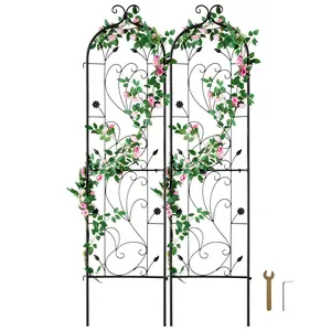 VEVOR Garden Trellis for Climbing Plants,  , 60 x 15 in, 2 Packs Rustproof Metal Garden Flower Trellis, Outdoor Climbing Rose Trellis Cucumbers Support, Decorative Clematis Trellis for Courtyards Lawns