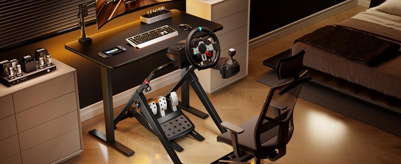 ARES WING Foldable Sim Racing Wheel Stand with Chair Fixing Slot, Formula and GT Racing Simulator Cockpit Compatible with Fanatec, Thrustmaster, Logitech, Moza, Racing Games on PS5, PS4, Xbox and PC