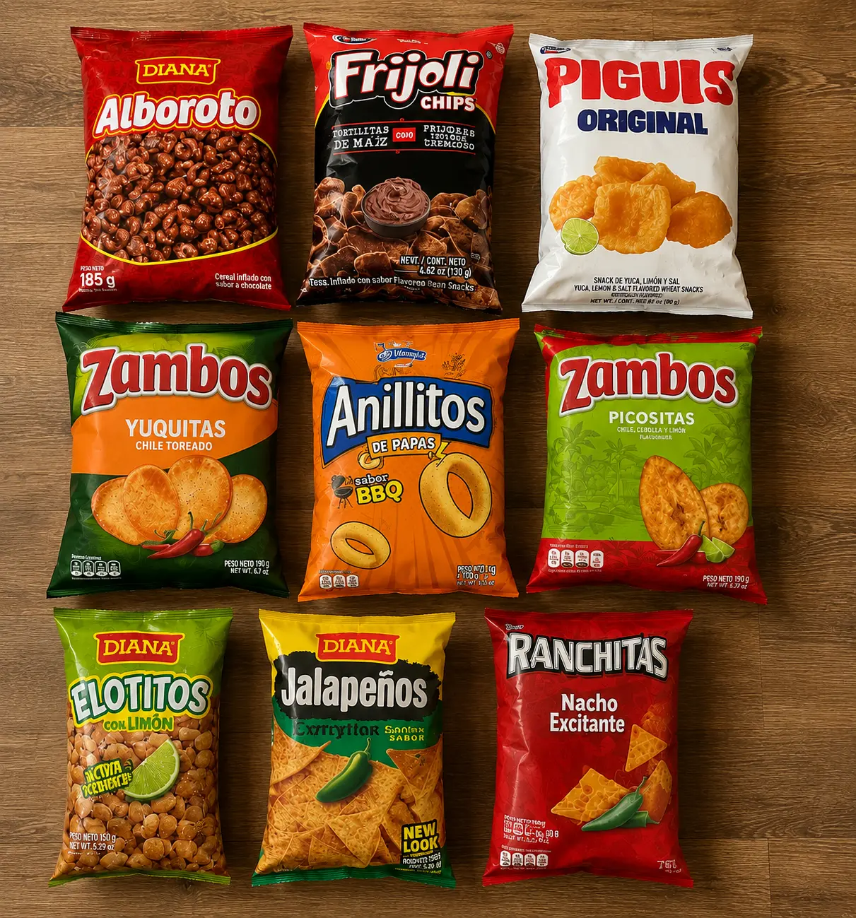 Honduran Spicy Zambo Churros Mix, 9-Pack Crunchy Chip, Ready-to-Eat Crispy Puffed Snack