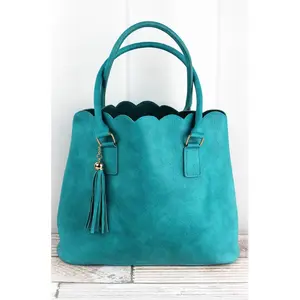 Teal scalloped purse