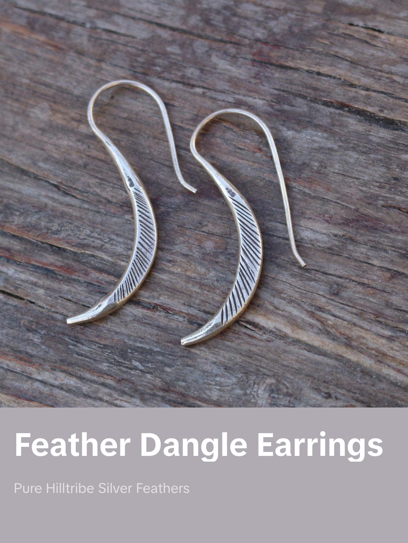 Simple Feather Earrings - Unisex Design with Clear Beads and Simple Earring Size