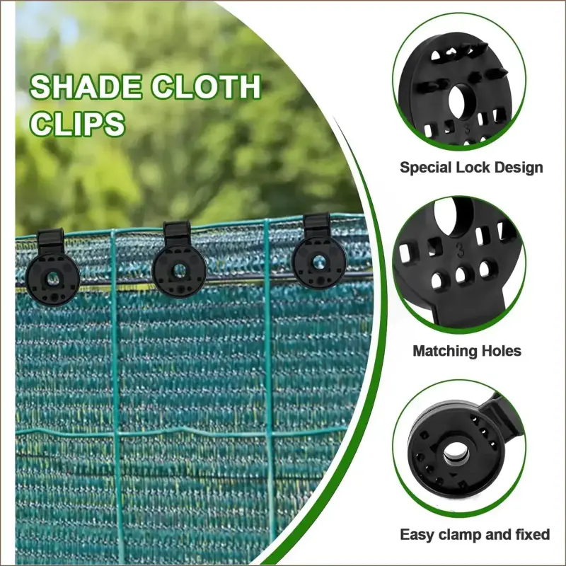 50Pcs Shade Cloth Plastic Clips, Heavy Duty Locking Grip Clips for Sun Shade Netting, Greenhouse & Garden Use
