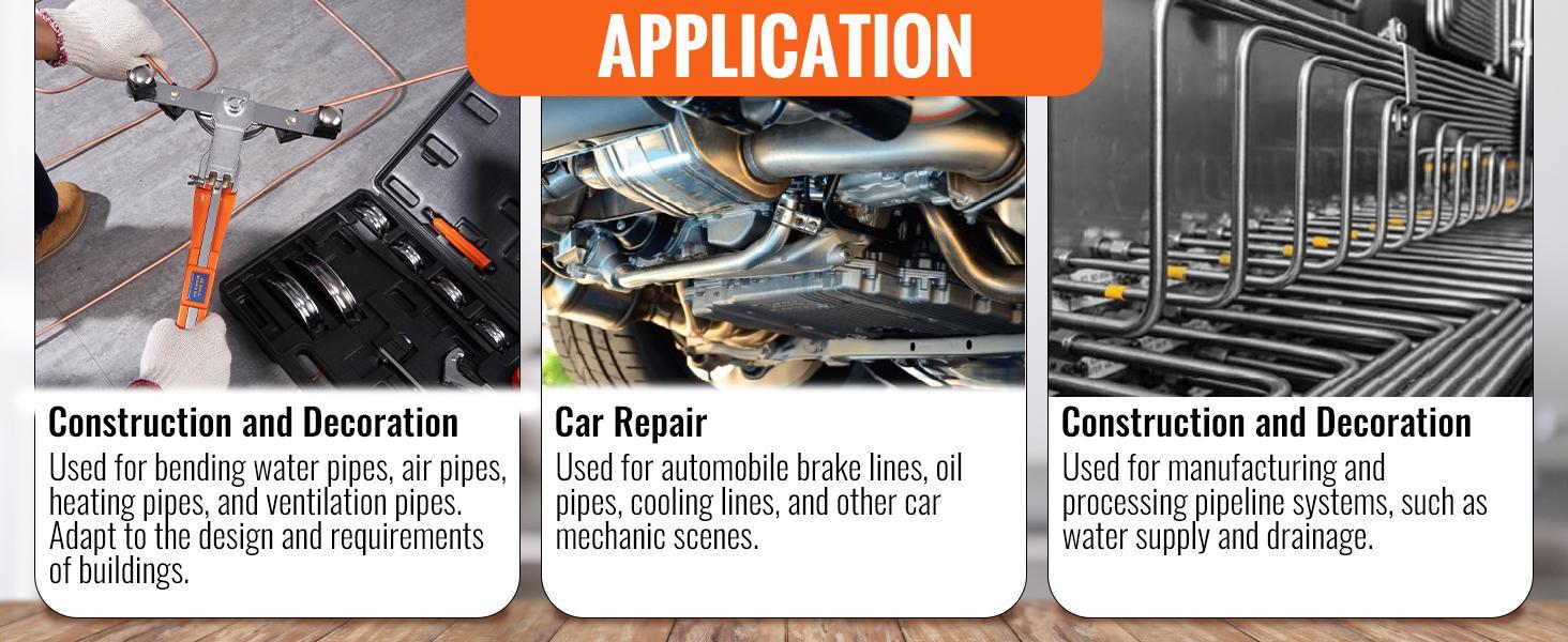 VEVOR Pipe Tube Bender, 1/4"-7/8" O.D. Ratcheting Tubing Bender, 90° Forward/Reverse Pipes Bending Tools with 7 Dies and Pipe Cutter for HVAC Air Conditioning Refrigerator Repair