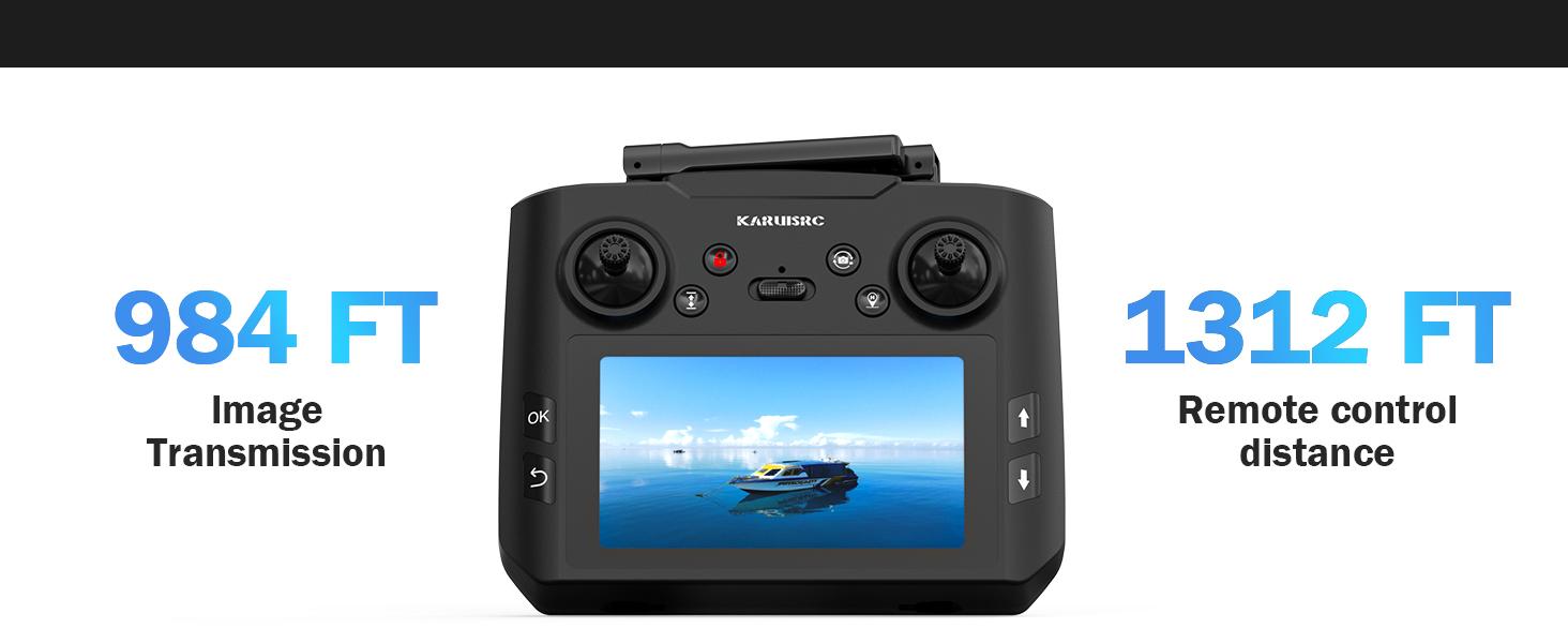 Karuisrc K600GPS 5G Drone with One-Touch Takeoff Function 3 Batteries Optical Flow Positioning Long Battery Life Screen Remote Controller Grey Quadcopter