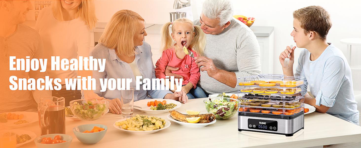 YASHE Food Dehydrator Machine, 5 Stainless Steel Trays, 48H Timer, Temperature Control, Recipe Book – Perfect for Jerky, Meat, Fruit & Dog Treats Appliances