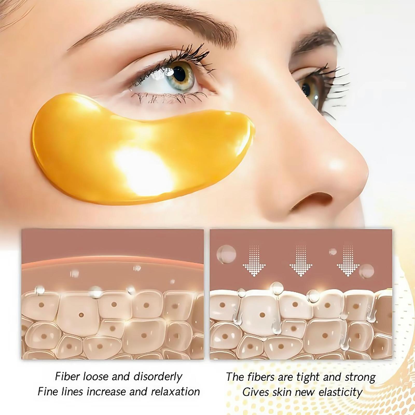 24k Gold Moisturizing Eye Mask, 60pcs/set Tightening and Lifting Eye Patches, Hydrating Brightening & Firming Eye Sticker, Beauty & Personal Eye Care Product, Skincare Products Skincare Set, Fall Gift smooth wrinkle