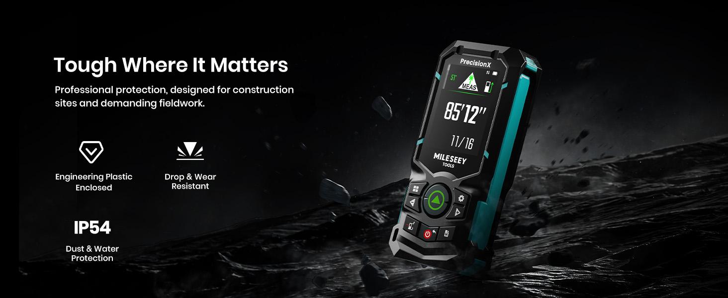 MILESEEY S50 Green-Beam Laser Distance Measure - 400ft Laser Measure, P2P, Side-Laser Alignment, Rechargeable, 2.4" IPS Backlit Display, Area/Volume Measurement, 8 Units, Indoor&Outdoor,Bluetooth app
