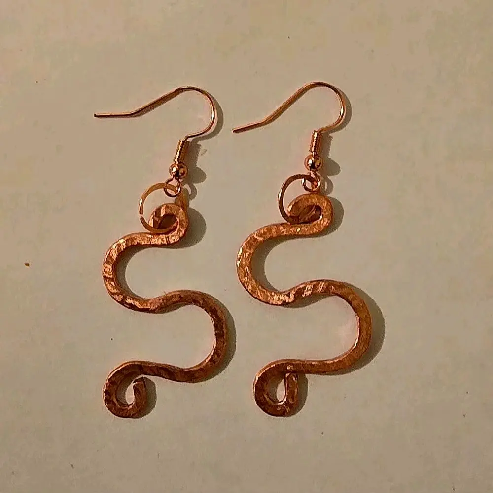 Copper Earrings - Handcrafted Spiral Design with Secure Hook Closure for Everyday Wear
