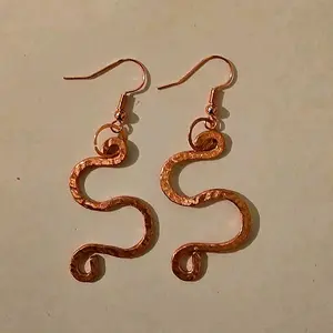 Copper Earrings - Handcrafted Spiral Design with Secure Hook Closure for Everyday Wear
