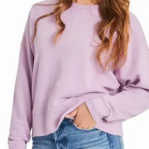 Women's Solid French Terry Boxy Crew Violet Purple Size XL NWT