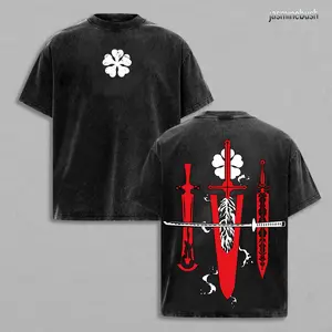 Limited Edition Asta Demon Slayer Sword - Black Clover Anime Double Printed Oversize Lightweight Acid Washed Tee, Gift For anime lover