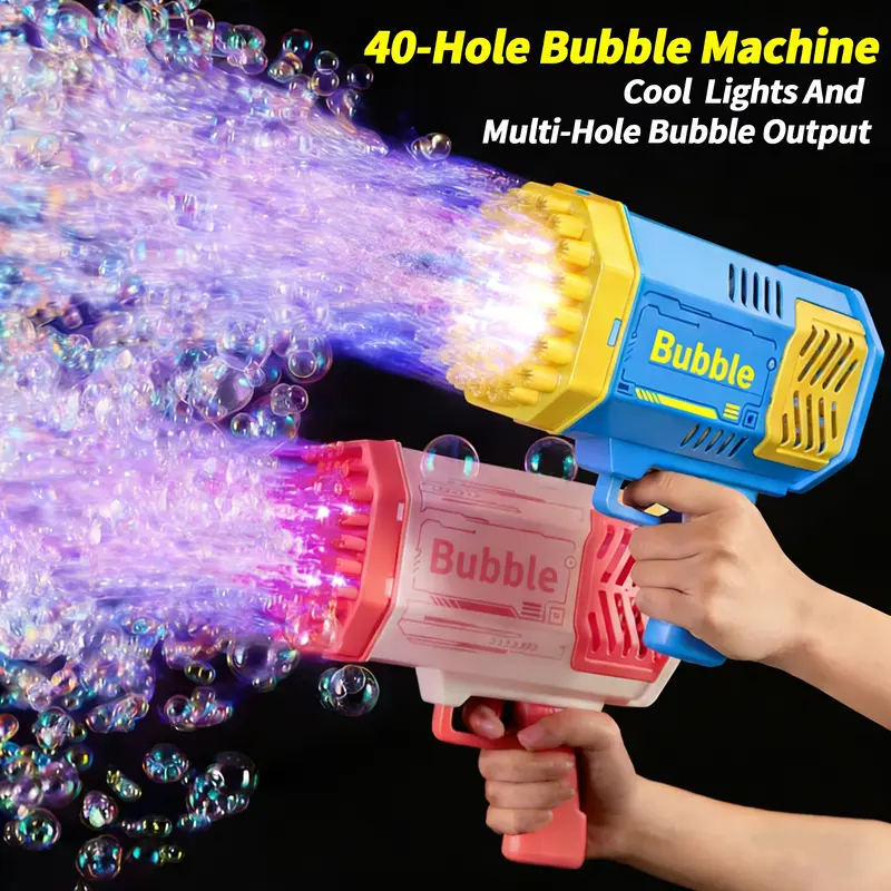 Automatic Outdoor Bubble Machine - Safe, Portable Kids Toy with LED Lights, Ideal for Summer Parties, Birthday Gifts for Boys Girls