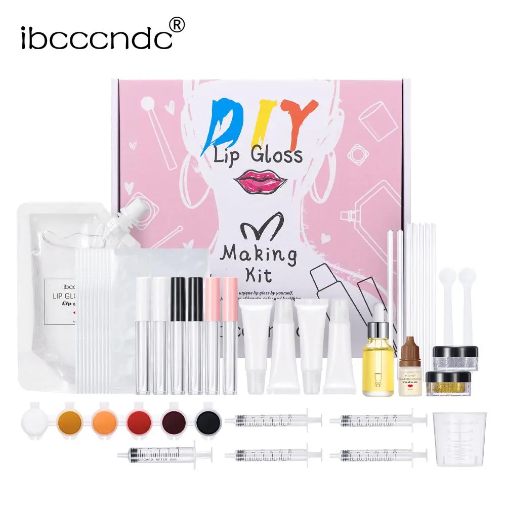 DIY Lip Gloss Kit, 1 Box Handmade Lipstick & Tool Set, Lip Moisturizer DIY Lip Stian Kit with Complete Tools, Professional Makeup Accessories for Women, Moisturizing Lip Gloss, Lip Products Makeup