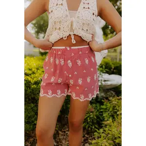 The Picnic Patch High Waist Embroidered Gingham Shorts