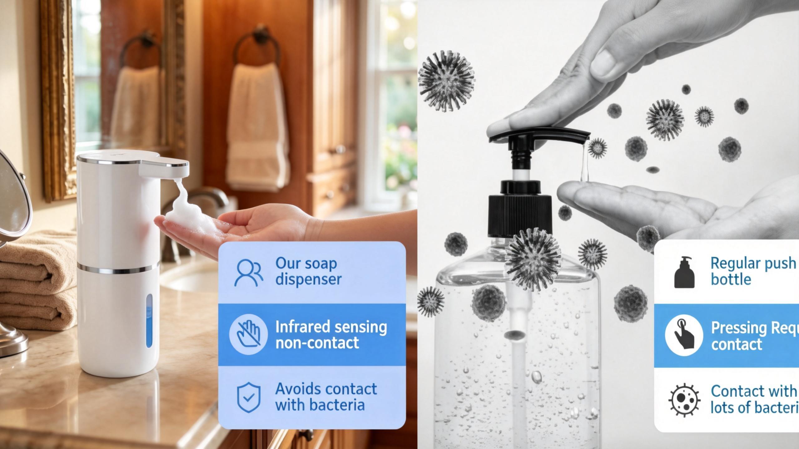 Automatic Touchless Foaming Soap Dispenser, USB Rechargeable Wall Mounted, 3-Level Adjustable Foam Pump, Leak-Proof for Bathroom & Kitchen