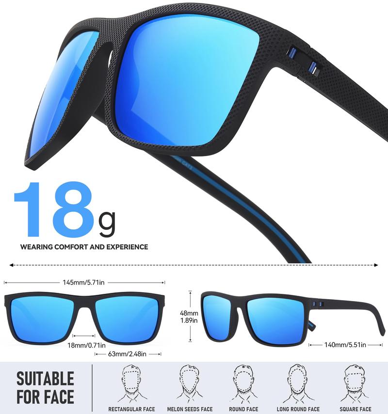 Vintage Square Polarized Sunglasses for Men & Women UV400 Protection Lightweight TR90 Frame Ideal for Fishing Driving Hiking Outdoor Activities