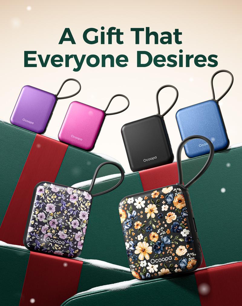 Ocoopa Hand Warmers Rechargeable UT5 Nano – Slim Electric Pocket Heater, Smart Temp Control, 14Hrs Battery, UL Safety, Artists in Bloom Design, Practical Gifts for Women, Christmas, Outdoor,Camping,Stocking Stuffers,Men gifts, Gift boxes,Best Gift Ideas