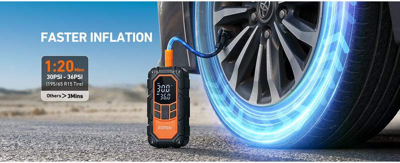 AstroAI S8 Air Nano Jump Starter with Air Compressor, 1500A Peak Car Battery Jump Starter Portable (6.0 Gas/3.0L Diesel) with 150PSI Auto-Shutoff Tire Inflator, 12V Battery Charger Booster(Orange) AstroAI S8 Air Nano Jump Starter with Air Compressor, 1500A Peak Car Battery Jump Starter Portable (6.0 Gas/3.0L Diesel) with 150PSI Auto-Shutoff Tire Inflator, 12V Battery Charger Booster(Orange)
