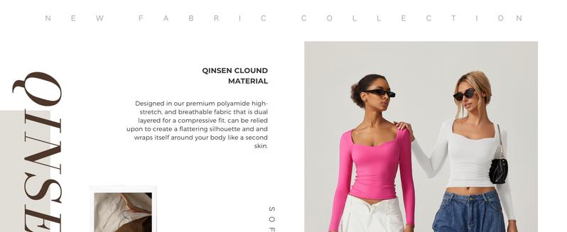 QINSEN Womens Sweetheart Neck Long Sleeve Basic Tops Slimming Fit Tee Shirt Trendy Crop Top