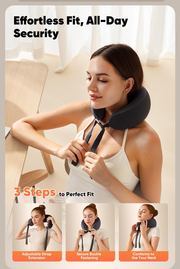 CINCOM U-Shaped Neck Massager Pillow for Cervical Support, with Soothing Heat & Kneading, 360° Memory Foam Support, Cordless, Rechargeable & Portable, Perfect Gift for Black Friday, Thanksgiving, Christmas, Birthdays & More