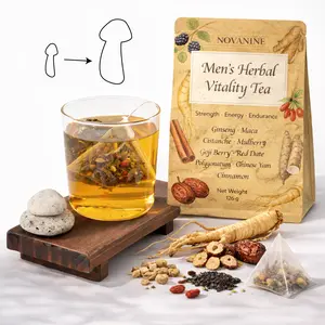NOVANINE Men's Vitality Tea Premium Ginseng Maca Kidney Tea, Organic Male Vitality Tea, Natural Kidney Detox Herbal Tea for Men beverage tea formula