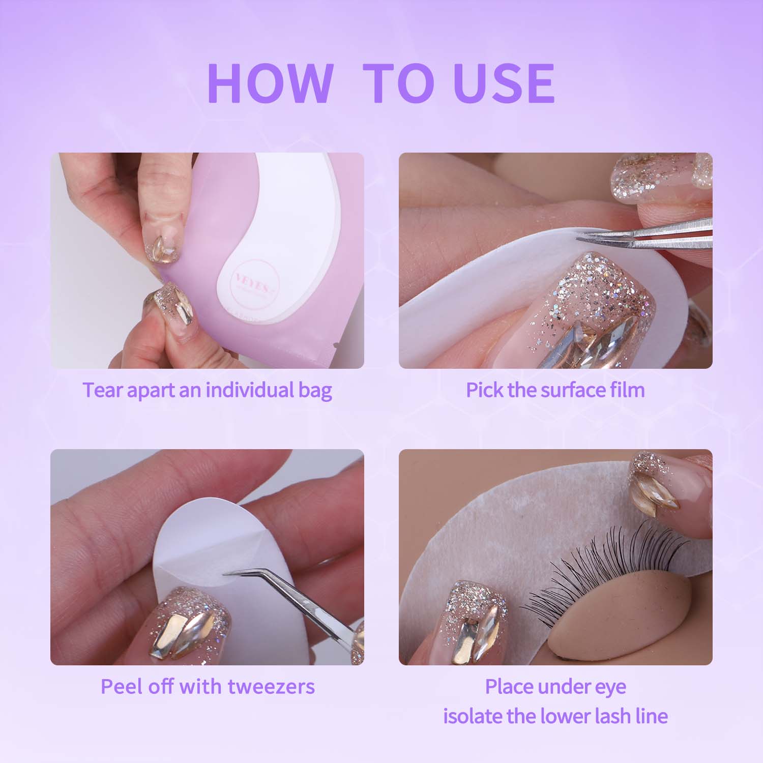 VEYES INC 50Pairs Aloe Extract Under Eye Gel Pads Hydrogel Eye Patch For Eyelash Extension Lint Free Lash Extension Supplies & Beauty Tools