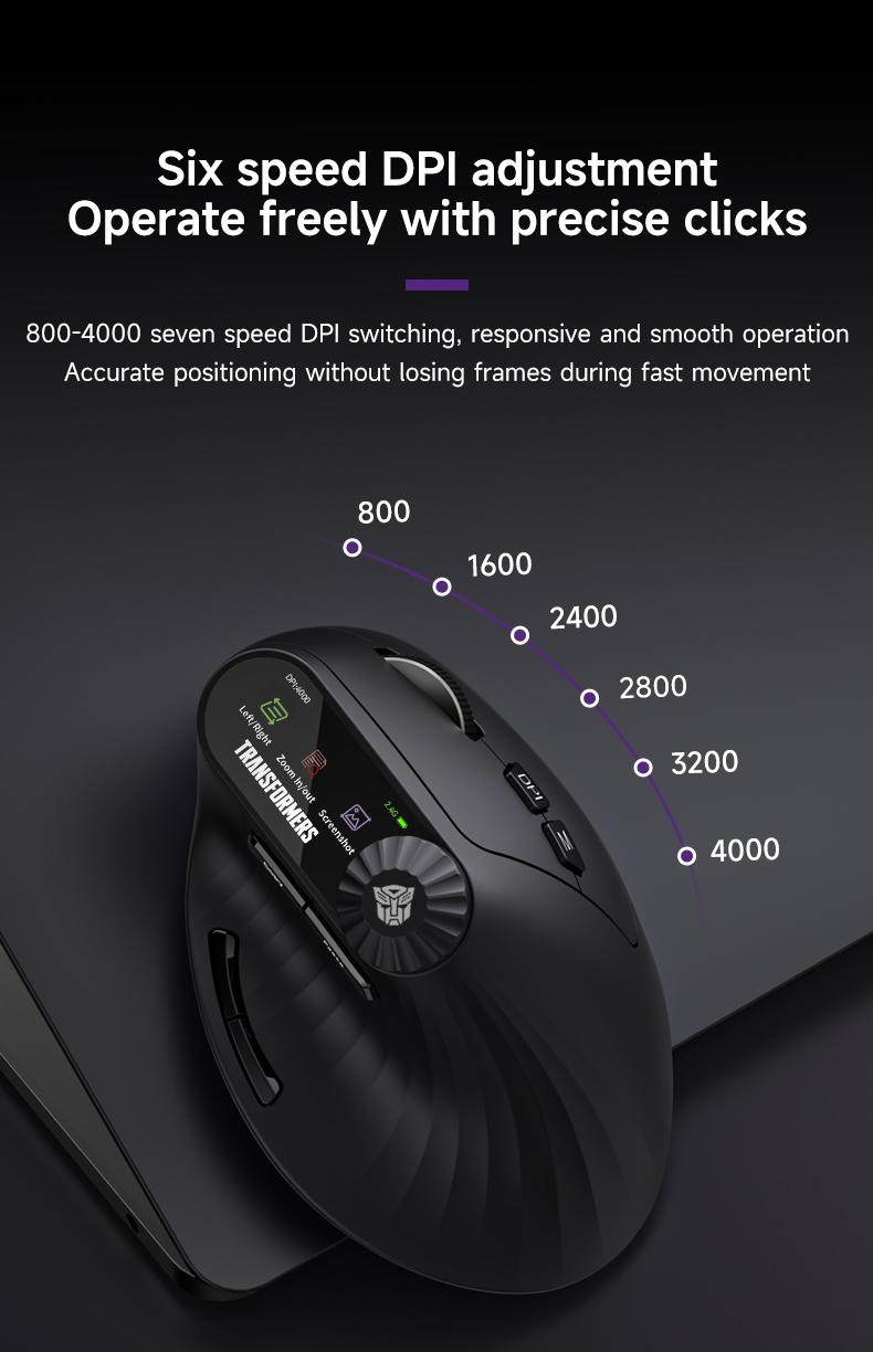 Transformers TF-VM01 Vertical Wireless Bluetooth Dual-Mode Silent Mouse for Medium & Large Hands Rechargeable Portable Ergonomic Design Black Efficient Performance Enhance Productivity TikTokShopHolidayHaul