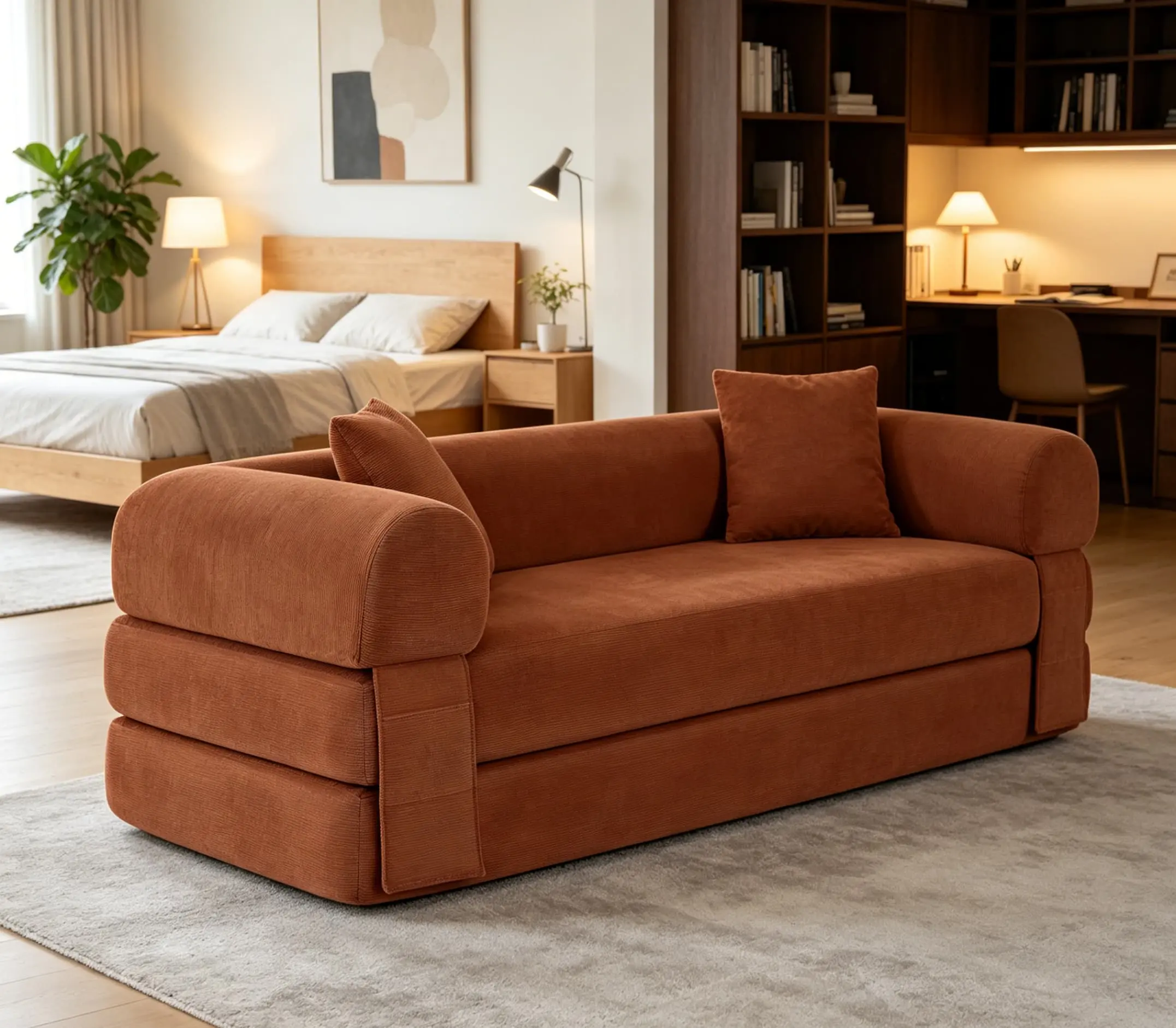 96" Wide 2-Piece Modular Bouclé Fabric Sofa - Modern Cloud-Like Comfort Living Room Couch with Full-Foam Construction