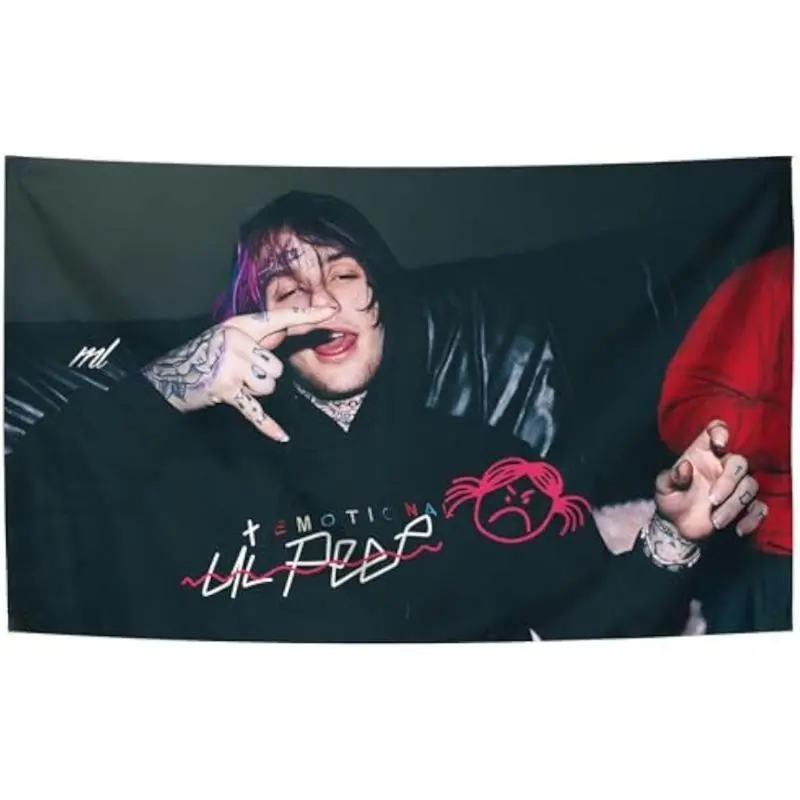 Lil Peep Hip-Hop Vibe Music Print Rectangular Banner Tapestry,  Black Home Decoration for College Dorms, Indoor Bedroom  Decor